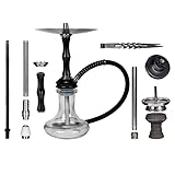 Heavensent Black Phantom Shisha Set Hookah Komplettset Black | Wasserpfeife Silikonschlauch Alu Mundstück Steinkopf Set