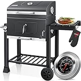 KESSER® Grill Grillwagen XL Holzkohlegrill mit Deckel, Rädern, Edelstahl-Griff, Grillrost und Thermometer Holzkohle kohlegrill Wagen groß Kohle BBQ Barbeque Camping, Terrasse, Garten