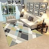 WBDYMX Gebetsteppich Teppich für kinderzimmer 180x200CM fussmatte aussen blau Graugelber geometrischer Kurzflor Kinder Zimmer Jungs