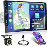 Fuluku 9 Zoll Touchscreen 1 Din Drahtloses Carplay Autoradio mit Android Auto, Aufrüstung Autoradio mit Bluetooth USB EQ FM AM SWC Mic Rückfahrkamera
