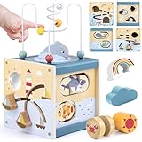 Airlab Motorikwürfel Motorikspielzeug ab 1 Jahr, Aktivitätswürfel Baby Montessori Holzspielzeug für Kinder, Activity Center Baby Spielzeug Holz, Kinderspielzeug Lernspielzeug Geschenk für Kleinkinder