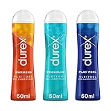 Durex Play Gleitgel Vielseitige Mixpackung für Frauen & Männer - Set mit Gleitmittel auf Wasserbasis für Sex & kondomegeeignet 150 ml (3 x 50 ml)