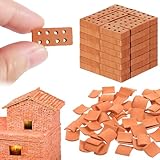 JDCMEI 100 Stück Mini Ziegelsteine, 1:16 Mini Scale Ziegel, Mini Simulation Ziegel, Miniatur Ziegelsteine Backsteine Ziegelsteine für DIY Bauen Puppenhaus Garten Ornament Haus Spielzeug Deko