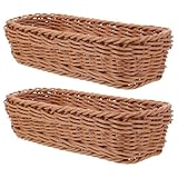 SHINEOFI 2 Stück Servierkörbe aus Rattanimitat Rechteckige Brotkörbe 29x13x7cm Aufbewahrungskörbe für Besteck und Gewürzgläser Vielseitiger Küchen Organizer für Küche und Esszimmer