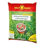 WOLF-Garten 2-in-1: Unkrautvernichter + Rasendünger SQ 450 (Rasendünger und Unkrautvernichter, wirkt über Blätter und Wurzeln, Wirkung bis zu 100 Tagen, ausreichend bis 450 m2) 3840746