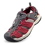 Knixmax Trekkingsandalen Damen Wandersandalen Geschlossene Outdoor Sandalen Sommer Wanderschuhe für Sport Strand Wassersport Frauen Rot Gr.40 EU