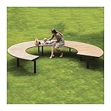 DTACBNEUZ Terrassenbank Gartenbänke, runde Parksitze, Moderne runde korrosionsbeständige Holzbänke mit Stahlrahmen Gartenmöbel für den Außenbereich