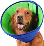 Halskrause Hund Weich, Hundekragen Leckschutz, Atmungsaktive Halskrausen für Hunde, Einstellbarer Schutzkragen Leckschutz Hunde, Leicht Halskragen Hund(Size 3, Blau)