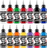 DLD 14 Pieces Professional Tattoo Ink Set (1 oz 30ml/Flasche) Voller Farbe reine Pigment Tinte permanente Tätowierung Lieferungen für Mikro-Skulptur Make-up und Körper Malerei Kunst.