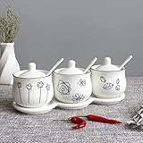 XDAWQP Gewürzbehälter-Set aus Keramik: Gewürztopf, Gewürzdose mit Deckel, Löffelablage, Zuckerdose, Küchen-Keramik-Zucker-Gewürzbehälter,Sea ??Turtle