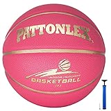 PATTONLEX Basketball Größe 6 Indoor Outdoor Leder Basketbälle für Frauen Mädchen- mit Pumpe (Gold Pink)