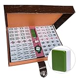 LANYOTA Mahjong-Set Großes Elfenbeinfarbe Ziegeln Mit Arabische Ziffern Fliesen Chinesisches Mahjong-Spielset 146 Tiles Majiang(grün)