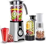 Uten Standmixer Mixer Smoothie Maker Multifunktion Standmixer Entsafte Fleisch Ice Crusher Elektrisch edelstahl Mixer mit Flasche Mixer Küche 5 in 1 (380W，22000U/Min)