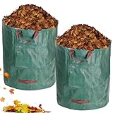 KBIBCK Gartenabfallsack 2x 500L, Selbststehend Gartensack mit 4 Griffe, Gartensack groß, Selbststehend Laubsack, Laubsack Haltbar Korrosionsbeständig für Gartenabfälle und Grünschnitt