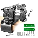 diceevil Schraubstock, Tischschraubstock drehbar 360°,2 in 1 Mehrzweck Hochleistungs Schraubstock mit Multifunktionsbacken für die Holzbearbeitung für leichte Beanspruchung für Werkbank