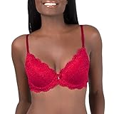Smart & Sexy Damen Signature Spitze – Perfekt für Mühelosen Stil und Komfort Push-Up-BH, Durchsichtig, Nein Nein Rot, 80C