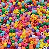Lnvision 1000 Stück Pony perlen mit Zum Auffädeln Großes Loch 6x8mm Bunte Perlen Bastelperlen Mischfarbige Perlen für Halsketten Armbänder Schmuckherstellung