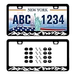 2pcs Mountain License Plate Frame Mountains Scenery License Plate Holder Black White Stainless Steel Rostproof Auto Parts Dekoration with Screws License Plate Cover for Men Women Youth 4 Löcher