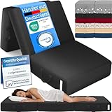 ELONEO Klappmatratze, Gästematratze, 3-teilige Faltmatratze, Schaumstoff extra dick (15cm), waschbar, Bandscheibenwürfel, klappbar, Faltbare Matratze, Erwachsene (Schwarz, 75 x 195 x 15 cm)