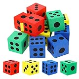 Grevosea 12 Stück Foam Dice Flüsterwürfel Spielzeug Würfel Bunte Würfel für Kinder Kindergarten,Vorschule, Schule, Schaumstoffwürfel, Mehrfarbig