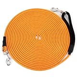 HAPPY HACHI Schleppleine, 5m/10m/15m Reflektierend Schleppleine für Hunde mit Handschlaufe & 2 Karabinerhaken, Langes Ausbildungsleine Robuste Geflochten Trainingsleine für Kleine bis Große Hunde