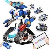Apitor Robot J Programmierbarer Roboter für Kinder, 6-in-1 Kreativer Roboter Bausatz, App-Ferngesteuerter Kinder Spielzeug, pädagogisches Programmiergeschenk für Jungen ab 7-12 Jahren (480 Stück)