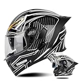 Motorradhelme Klappbarer Motorradhelm mit Doppelvisier Antibeschlag-Linse Modularhelm für Herren Damen Universal Integralhelm Schnellverschluss Crashhelm(C,L=(59~60cm))