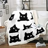 Loussiesd Flauschige Decke für Kinder, Kleinkinder, niedliche Haustier-Katzen, Fleece-Überwurf, Decke, Kawaii-Kätzchen, Plüschdecke und Überwürfe, superweiche, gemütliche Sherpa-Decke, Kingsize, 214 x