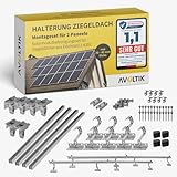 Avoltik Solar Halterung Ziegeldach I Set für 2 PV Module 30-40mm I Solarmodul Halterung Balkonkraftwerk I Solarmodulbefestigungsset für Ziegeldächer aus Edelstahl 1.4301 I PV-Halterung Montageset
