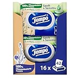 Tempo Feuchte Toilettentücher 'Sanft & Sensitiv' - Megapack - 16 Packungen mit je 42 Tüchern - mit natürlicher Aloe Vera - feuchtes Toilettenpapier, dermatologisch getestet und pH-hautneutral