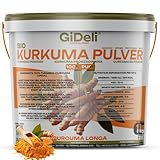 GiDeli Kurkuma Pulver 1kg im Eimer - Curcuma Gewürz fein gemahlen – ideal für Curry, goldene Milch, Smoothies - 100% naturtreu ohne Zusatzstoffe