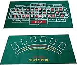 Renywosi Roulette Blackjack, Tischspiel aus Filz, doppelseitig, Vlies, wasserdicht, Tischauflage, Casino, Spiele, Tisch für Erwachsene, 90 x 60 cm