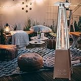 CUSROS Outdoor Terrasse Gasheizung Echte Flamme, 42000-48000BTU Bodenstehender Pyramidenheizstrahler Propangasheizung, Mobile Viereckheizung mit Rad, Große Raumerwärmung Heizung für Outdoor Garten
