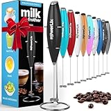 PowerLix Milchaufschäumer Stab, Milchschäumer Elektrisch - mit Edelstahlständer 15-20s, 19000 U/min, Batteriebetriebener Milk Frother für Kaffee, Latte, Cappuccino, Heiß & Kalte Schokolade