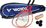 VICTOR Red Jet Squashschläger Set, enthält Zwei Squashschläger und DREI Squashbälle in den Geschwindigkeiten schnell, mittel und langsam…