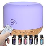 Aroma Diffuser für Ätherische Öle mit 6 * 10ml Ätherische Öle & Fernbedienung Aromatherapie Öle Diffusor mit 7 Farben LED 4 Timer Abschaltautomatik für Zuhause Yoga Büro