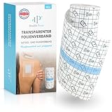 Health Press® Transparenter Folienverband - Duschpflaster Rolle (15cm x 10m) - Pflaster Wasserfest - Tattoo Folie Verband - Wundpflaster groß - Transparente wasserdichte Hautschutzauflage