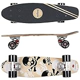 FunTomia Mini-Board Cruiser Skateboard 57cm aus 7-lagigem kanadischem Ahornholz inkl. ABEC-9 Kugellager - mit oder Ohne LED Rollen