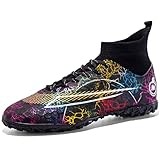 KUUK Fussballschuhe Kunstrasen Herren Hallenschuhe Fussball Turf Fußballschuhe Für Jungen Indoor AG FG TF Trainingsschuhe Outdoor (028 Schwarz TF 41)