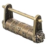 VILLFUL Vintage Zahlenschloss aus Langlebiger Antikes Vorhängeschloss mit Chinesischen Schriftzeichen Kleines Kombinationsschloss für Schrank Koffer Schmuckkästchen Stabil und Sicher