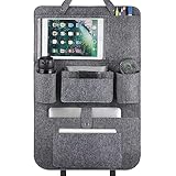 LUCMO Auto Rückenlehnenschutz, Autositz Organizer, Rücksitz Organizer mit Tablet/Telefon Aufbewahrung, Wasserdicht Multifunktionale Auto Aufbewahrungstasche mit vielen Sack