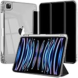 Hülle für iPad Pro 11 Zoll (2022/2021/2020) mit Stifthalter und Weicher TPU Stoßfänger, Klare Transparente Rückseitenschale Dünn Ständer Stoßfest Tablet Abdeckung Schutzhülle