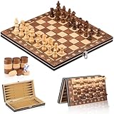 Schachspiel aus Holz,3 In 1 Schachspiel Magnetisch,Chess Board Set klappbar für Party Familie Aktivitäten,reiseschach, schachspiel Kinder(29x29cm)