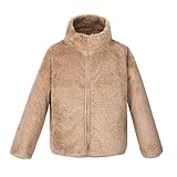 Mädchen Fleecejacke Kinder Wintermantel Reißverschluss Mantel Stehkragen Jacke Warme Klamotten Einfarbig Kostüme Casual Kleidung Bekleidung Thermojacke Outdoor-Oberteil Prime Khaki,160