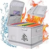 BALEINE Feuerfeste Dokumentenbox mit Schloss, faltbar, wasserabweisend und feuerfest, Aktenbox für Dokumente, Aktenaufbewahrung, Organizer, Aktenbox für Home Office (Silber)