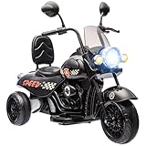 AIYAPLAY Elektro Kindermotorrad, 6V Kinder Elektro-Motorrad mit Musik, LED-Scheinwerfer, 3-5 km/h Elektromotorrad Kinderfahrzeug für 3-6 Jahre Kinder, Schwarz