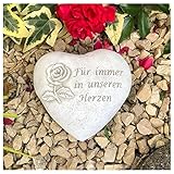 Radami Grabherz Grabschmuck Grab Herz Spruch - Für Immer in unseren Herzen - ca.500g