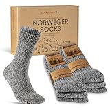 6 Paar Norweger Socken Herren Damen Wintersocken warme Wollsocken 70301T (Anthrazit Meliert 43-46)