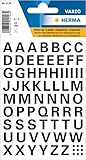HERMA Buchstaben Aufkleber Schwarz, 74 Stück, Schriftgröße 10 mm, selbstklebend, wasserfest, wetterfest, klein, Alphabet Sticker Klebebuchstaben A-Z aus Folie zum Aufkleben, transparent