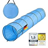 GOODS+GADGETS Hunde Agility Tunnel - Hundetunnel Spieltunnel Agilitytunnel Hundehöhle inkl Heringe und Transporttasche 300 x 50 cm